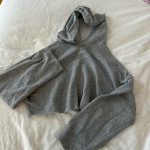 Loved heather grey, butterfly sleeve cropped sweatshirt